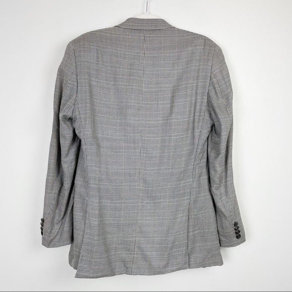 Vintage Boyfriend Blazer Academia Padded Shoulder Houndstooth Wool - Picture 5 of 14